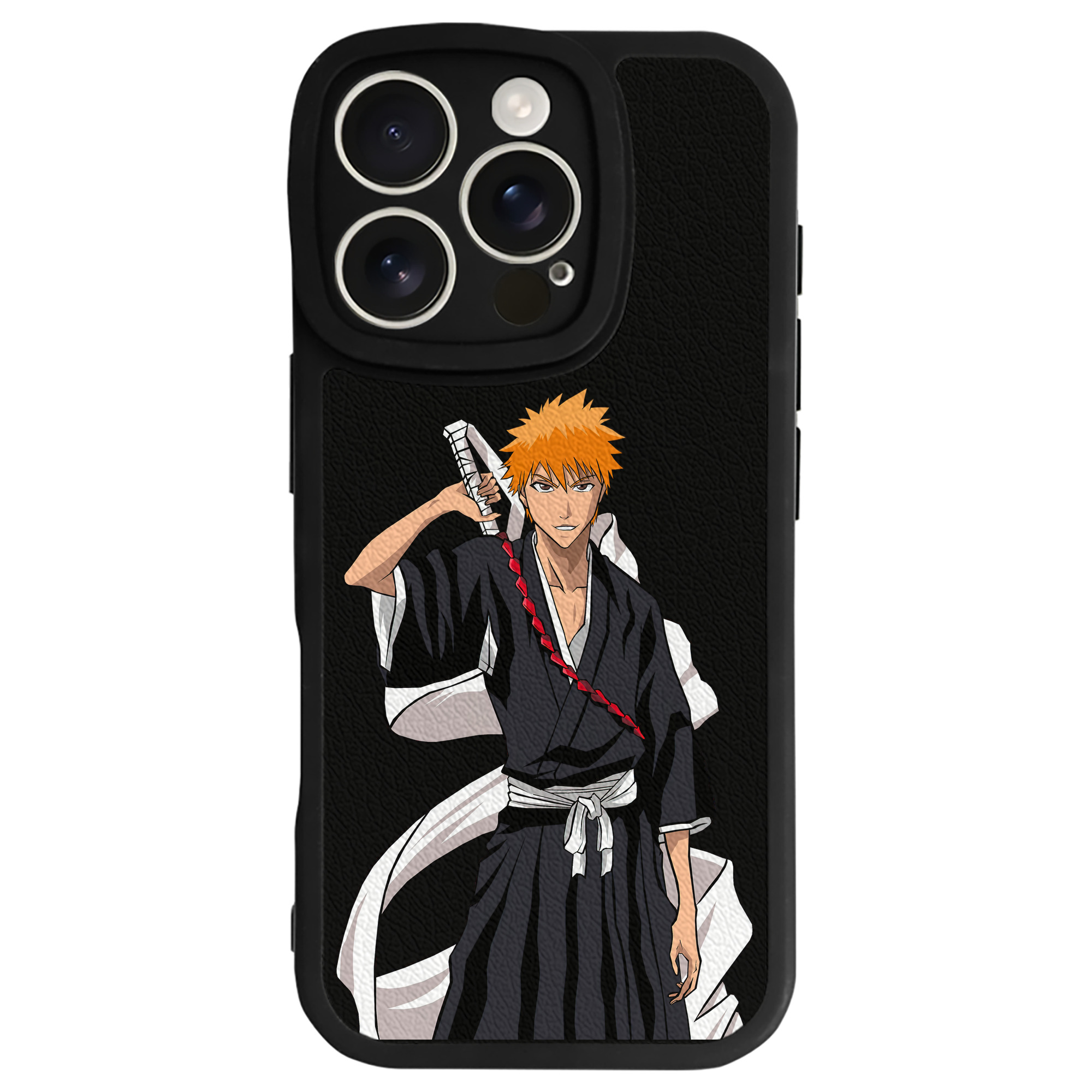 （画像用） ブリーチ 黒崎一護（くろさき いちご）BLEACH Kurosaki Ichigo 【iPhone 16シリーズ対応】シリコンスマホケース（レザー調） 材質：シリコン